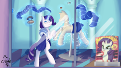 Size: 8000x4500 | Tagged: safe, artist:jojohernandez, rarity, pony, unicorn, g4, the last problem, bags under eyes, bipedal, clothes, eyeshadow, female, gray mane, happy, looking up, magazine, magazine cover, magic, makeup, mare, mlp fim's ninth anniversary, older, older rarity, robe, smiling, solo, time skip