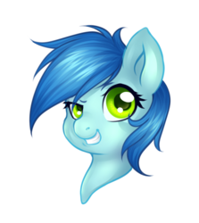 Size: 553x620 | Tagged: source needed, safe, artist:pingwinowa, oc, oc only, oc:soft cloud, pegasus, pony, bust, dreamworks face, female, simple background, smiling, solo, transparent background, ych result