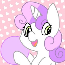 Size: 768x768 | Tagged: safe, artist:makaroni923, sweetie belle, pony, unicorn, g4, ball, bust, cute, diasweetes, female, filly, heart, open mouth, portrait, solo