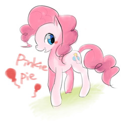 Size: 851x846 | Tagged: safe, artist:mizoreame, pinkie pie, earth pony, pony, g4, balloon, blushing, cute, diapinkes, female, mare, open mouth, simple background, solo, white background