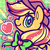 Size: 500x500 | Tagged: safe, artist:crayon-chewer, part of a set, applejack, earth pony, pony, g4, my little pony: friendship is magic, twilight's kingdom, apple, bust, cute, cutie mark, female, food, groovy, icon, jackabetes, portrait, rainbow power, solo