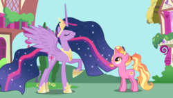 Size: 9334x5251 | Tagged: safe, artist:illumnious, luster dawn, twilight sparkle, alicorn, pony, unicorn, friendship is magic, g4, the last problem, absurd resolution, duo, older, older twilight, older twilight sparkle (alicorn), princess twilight 2.0, raised hoof, twilight sparkle (alicorn), vector