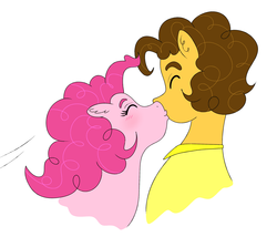 Size: 2381x2037 | Tagged: safe, artist:rainy, cheese sandwich, pinkie pie, earth pony, pony, g4, cute, eyes closed, female, happy, high res, kissing, male, ship:cheesepie, shipping, straight