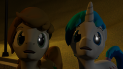 Size: 1920x1080 | Tagged: safe, artist:deloreandudetommy, oc, oc only, oc:logic puzzle, oc:supersaw, earth pony, pony, unicorn, 3d, amazed, blender, couple, gay, looking up, male, mlp fim's ninth anniversary, night, open mouth, outdoors, shooting star, stallion, streetlight, tail wrap