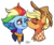 Size: 1929x1629 | Tagged: safe, artist:lrusu, applejack, rainbow dash, earth pony, pegasus, pony, g4, my little pony: friendship is magic, the last problem, bust, cheek kiss, female, kissing, lesbian, mare, older, older applejack, older rainbow dash, ship:appledash, shipping, simple background, transparent background