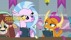 Size: 720x405 | Tagged: safe, edit, edited screencap, screencap, silverstream, smolder, yona, yak, g4, play of the game, stairs
