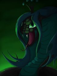 Size: 2325x3100 | Tagged: safe, artist:mixdaponies, queen chrysalis, cobra, king cobra, snake, g4, fangs, female, high res, open mouth, solo, species swap