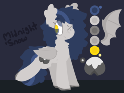 Size: 3236x2431 | Tagged: safe, artist:moonydusk, oc, oc only, oc:midnight snow, bat pony, pony, female, high res, mare, reference sheet