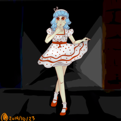 Size: 9000x9000 | Tagged: safe, artist:crystalsunflower, cozy glow, human, g4, female, humanized, polka dot dress, shirley temple, solo