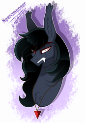 Size: 1621x2347 | Tagged: safe, artist:sugaryicecreammlp, oc, oc only, oc:necromancer, bat pony, pony, bust, fangs, heterochromia, male, portrait, solo, stallion