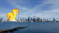 Size: 1920x1083 | Tagged: safe, artist:sierraex, artist:thegiantponyfan, spitfire, pegasus, pony, g4, canada, female, giant pegasus, giant pony, giant/macro spitfire, giantess, highrise ponies, irl, macro, mare, photo, ponies in real life, toronto