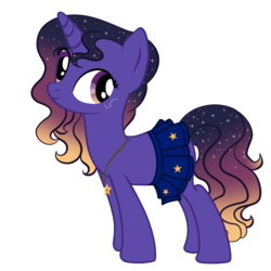 Size: 2000x2000 | Tagged: safe, artist:magicpebbles, oc, oc only, oc:sunset stars, pony, unicorn, base used, clothes, cute, ethereal mane, female, high res, mare, miniskirt, pleated skirt, simple background, skirt, solo, starry mane, transparent background
