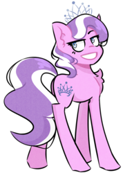Size: 900x1264 | Tagged: safe, artist:pointdelta, diamond tiara, earth pony, pony, g4, chest fluff, ear fluff, female, filly, looking back, simple background, smiling, solo, transparent background