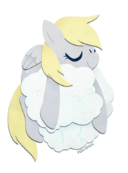 Size: 605x818 | Tagged: safe, artist:tsurime, derpy hooves, pegasus, pony, g4, cloud, cute, derpabetes, eyes closed, female, folded wings, lying on a cloud, mare, on a cloud, shadowbox, simple background, solo, transparent background, wings