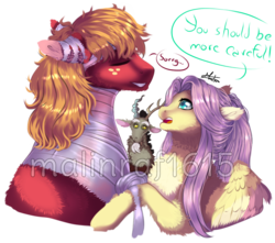 Size: 965x854 | Tagged: safe, artist:malinraf1615, big macintosh, discord, fluttershy, draconequus, earth pony, pegasus, pony, g4, bandage, chest fluff, chin fluff, ear fluff, female, fluffy, male, mare, missing accessory, obtrusive watermark, ship:fluttermac, shipping, signature, simple background, stallion, straight, transparent background, watermark