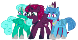 Size: 1440x748 | Tagged: safe, artist:徐詩珮, fizzlepop berrytwist, glitter drops, spring rain, tempest shadow, alicorn, pony, g4, alicornified, female, glittercorn, lesbian, mare, older, older glitter drops, older spring rain, older tempest shadow, polyamory, race swap, ship:glittershadow, ship:springdrops, ship:springshadow, ship:springshadowdrops, shipping, simple background, springcorn, tempesticorn, transparent background