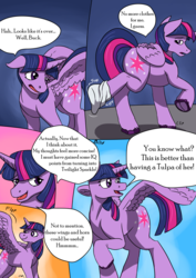 Size: 2480x3507 | Tagged: safe, artist:mcsplosion, twilight sparkle, alicorn, pony, comic:twi-tulpa, g4, everything went better than expected, frog (hoof), high res, human to pony, male to female, mental shift, open mouth, optimism, post-transformation, rule 63, transformation, twilight sparkle (alicorn), underhoof