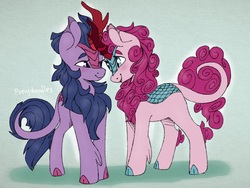 Size: 2048x1536 | Tagged: safe, artist:incendiarymoth, pinkie pie, twilight sparkle, kirin, g4, sounds of silence, duo, female, kirin pinkie, kirin twilight, kirin-ified, lesbian, ship:twinkie, shipping, species swap