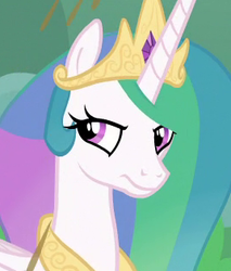 Size: 268x315 | Tagged: safe, screencap, princess celestia, alicorn, pony, g4, the ending of the end, annoyed, celestia is not amused, cropped, crown, female, folded wings, frown, jewelry, mare, narrowed eyes, reaction image, regalia, solo, unamused, wings