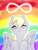 Size: 768x1024 | Tagged: safe, artist:incendiarymoth, derpy hooves, pegasus, pony, g4, autism, autistic derpy, blushing, female, infinity symbol, mare, neurodivergent, neurodivergent headcanon, pride flag, rainbow background, smiling, solo