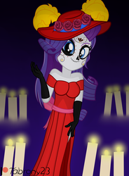 Size: 2066x2804 | Tagged: safe, artist:tabrony23, rarity, equestria girls, g4, clothes, dia de los muertos, dress, female, high res, holiday, patreon, patreon logo, show accurate, smiling, solo
