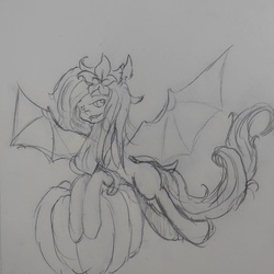 Size: 2944x2944 | Tagged: safe, earth pony, pony, halloween, high res, holiday, monochrome, pencil drawing, practice, pumpkin, traditional art