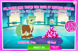 Size: 1037x684 | Tagged: safe, gameloft, earth pony, pony, g4, my little pony: magic princess, advertisement, cave pony, caveman, costs real money, introduction card, prehistoric, prehistoric pony, sale, unnamed character, unnamed pony