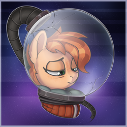 Size: 2965x2965 | Tagged: safe, artist:rexyseven, oc, oc only, oc:rusty gears, earth pony, pony, astronaut, bust, crack, female, high res, mare, portrait, solo, spacesuit