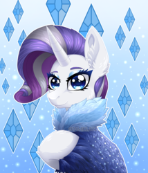 Size: 1551x1809 | Tagged: safe, artist:tamiks333, rarity, pony, unicorn, g4, the last problem, clothes, female, horn, mare, older, older rarity, robe, skunk stripe, smiling, solo