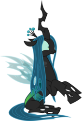 Size: 3000x4414 | Tagged: safe, artist:cloudy glow, queen chrysalis, changeling, changeling queen, frenemies (episode), g4, .ai available, confused, crown, female, jewelry, regalia, simple background, sitting, solo, transparent background, vector