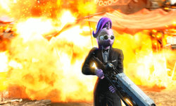 Size: 1077x646 | Tagged: safe, starlight glimmer, unicorn, anthro, g4, the ending of the end, 3d, badass, clothes, cool guys don't look at explosions, explosion, fallout, fallout 4, female, game mod, mare, michael bay, scene interpretation, solo, starlight glimmer in places she shouldn't be, sunglasses, tuxedo, walking away from explosion