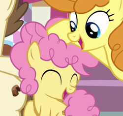 Size: 770x726 | Tagged: safe, edit, edited screencap, screencap, li'l cheese, pound cake, pumpkin cake, pony, g4, the last problem, cake twins, cropped, hoof on head, siblings, twins