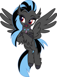 Size: 1024x1385 | Tagged: safe, artist:damiranc1, edit, vector edit, king sombra, silverstream, hippogriff, g4, flying, palette swap, possessed, recolor, red eyes, simple background, spread wings, transparent background, vector, wings
