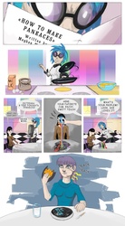 Size: 2500x4542 | Tagged: safe, artist:1nkvisitor, artist:miradge, dj pon-3, maud pie, octavia melody, vinyl scratch, human, g4, comic, grammar error, humanized, misspelling, record, wat