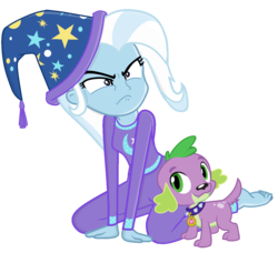 Size: 1280x1169 | Tagged: safe, artist:grapefruitface1, edit, spike, trixie, dog, equestria girls, g4, barefoot, feet, female, male, shipping, show accurate, spike the dog, spixie, straight, vector