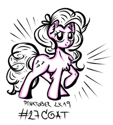 Size: 2646x2924 | Tagged: safe, artist:coco-drillo, pinkie pie, earth pony, pony, g4, chest fluff, clothes, coat, determined, ear fluff, female, high res, inktober, monochrome, pinktober, smiling, smirk, solo, standing, swirly mane