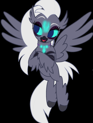 Size: 457x605 | Tagged: safe, artist:mellow91, edit, silverstream, storm king, g4, my little pony: the movie, black background, flying, glowing eyes, palette swap, possessed, possession, recolor, simple background, spread wings, vector, wings