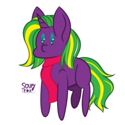 Size: 3000x3000 | Tagged: safe, artist:soupyfox, oc, oc only, oc:twist tinder, pony, unicorn, chibi, clothes, high res, scarf, simple background, solo, transparent background, ych result