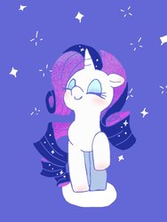 Size: 768x1024 | Tagged: safe, artist:_tenten_tenshi, rarity, pony, unicorn, g4, cute, eyes closed, female, mare, purple background, raribetes, simple background, smiling, solo