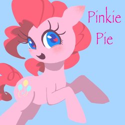 Size: 768x768 | Tagged: safe, artist:_tenten_tenshi, pinkie pie, earth pony, pony, g4, blue background, cute, diapinkes, female, heart eyes, mare, open mouth, simple background, solo, wingding eyes