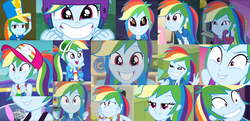 Size: 2649x1281 | Tagged: safe, edit, screencap, rainbow dash, a queen of clubs, constructive criticism, equestria girls, equestria girls series, equestria girls specials, g4, guitar centered, movie magic, my little pony equestria girls, my little pony equestria girls: friendship games, overpowered (equestria girls), pinkie on the one, sic skateboard, spring breakdown, the last day of school, wake up!, spoiler:choose your own ending (season 2), spoiler:eqg series (season 2), accountibilibuddies: rainbow dash, all good (song), bedroom eyes, chs rally song, collage, constructive criticism: rainbow dash, cute, dashabetes, female, geode of super speed, magical geodes, movie, overpowered, rainbow dash is best facemaker, smiling, wake up!: rainbow dash, when she smiles
