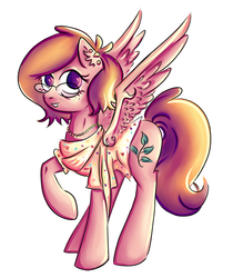 Size: 3047x3624 | Tagged: safe, artist:coco-drillo, oc, oc only, pegasus, pony, clothes, colorful, dark circles, decorated wings, ear fluff, ear piercing, earring, floral print, freckles, glasses, high res, jewelry, necklace, piercing, solo
