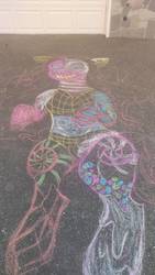 Size: 653x1160 | Tagged: safe, artist:vampywacky, oc, oc:candymare, pony, chalk drawing, photo, traditional art