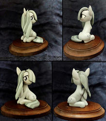 Size: 671x769 | Tagged: safe, artist:vita96, marble pie, earth pony, pony, g4, craft, female, figurine, hair over one eye, mare, sculpture, sitting, solo