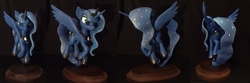 Size: 2604x866 | Tagged: safe, artist:vita96, princess luna, alicorn, pony, g4, butt, craft, crown, female, figure, hoof shoes, jewelry, peytral, plot, regalia, sculpture, smiling, solo, spread wings, wings