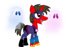 Size: 3931x2598 | Tagged: safe, artist:shadymeadow, oc, oc only, oc:fried egg, ghost, pony, unicorn, clothes, costume, high res, male, nightmare night costume, simple background, solo, stallion, transparent background