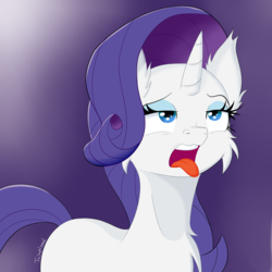Size: 1500x1500 | Tagged: safe, artist:fajnyziomal, rarity, pony, unicorn, g4, bleh, cheek fluff, chest fluff, disgusted, ear fluff, female, mare, open mouth, solo, tongue out