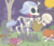 Size: 2272x1942 | Tagged: safe, artist:nignogs, skellinore, oc, oc:anon, ghost, pony, skeleton pony, spider, g4, the break up breakdown, blushing, bone, book, boots, bucket, cloud, cute, grave, grave digging, grave robber, grave robbing, gravestone, graveyard, implied anon, implied shipping, moon, necromancy, pumpkin, reversed gender roles equestria, shoes, shovel, skeleton, skellibetes, tree
