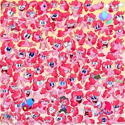 Size: 2000x2000 | Tagged: safe, artist:vdru7, pinkie pie, earth pony, pony, smile hd, g4, angry, balloon, candy, clothes, crying, cupcake, cute, diapinkes, dress, eating, expressions, faic, female, floating, food, gala dress, glasses, grin, happy, high res, lollipop, looking at you, mare, multeity, open mouth, party cannon, pink, ponk, rainbow power, rapper pie, sleeping, smiling, stuffed, teary eyes, then watch her balloons lift her up to the sky, tongue out, too much pink energy is dangerous