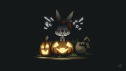 Size: 1920x1080 | Tagged: safe, artist:mysticalpha, angel bunny, rabbit, g4, animal, halloween, holiday, it, looking at you, male, pennywise, pumpkin, solo
